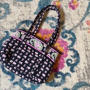 Pink and Green Elephant Vera Bradley Bag, Black